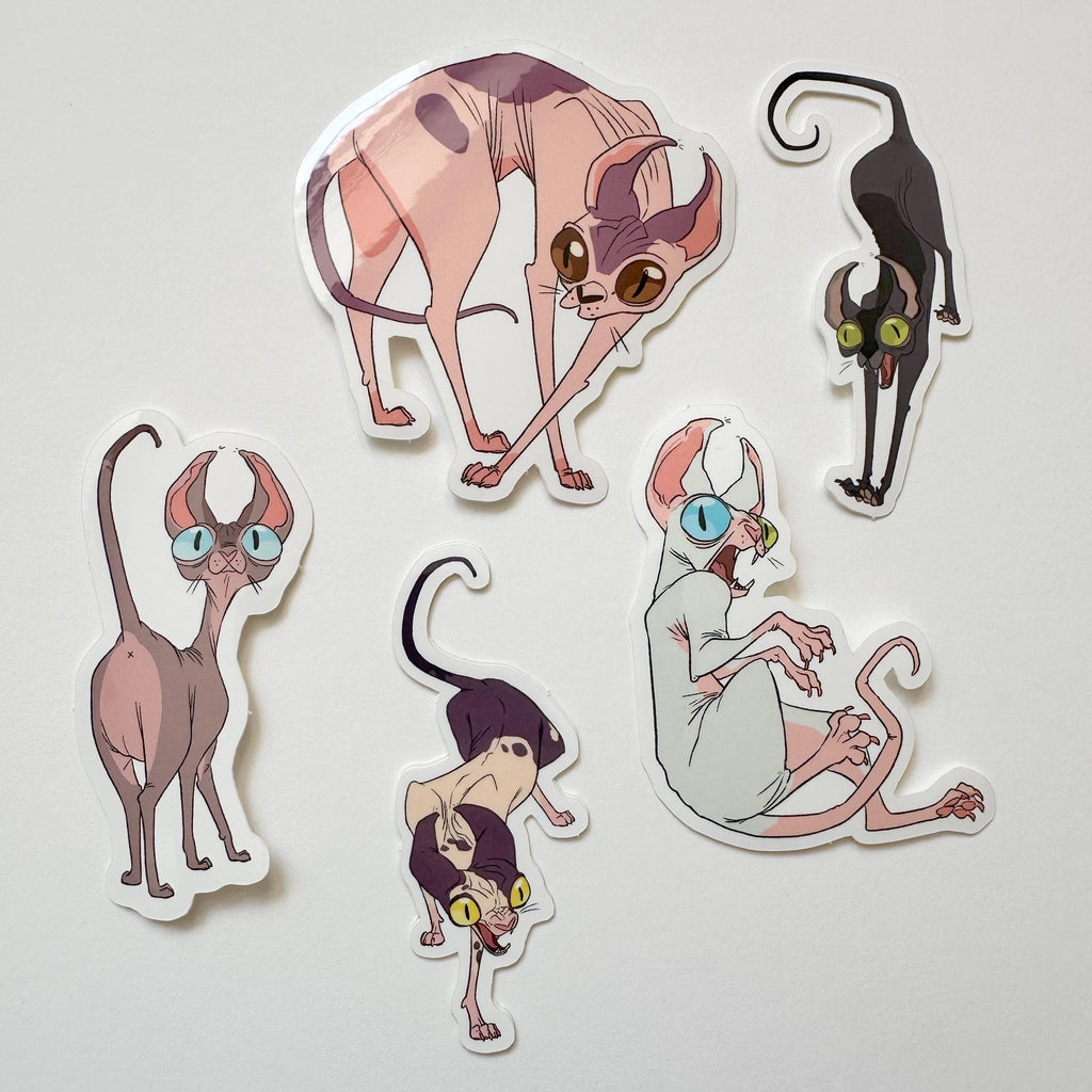 Sphynx Cat Sticker Set - 5 Stickers
