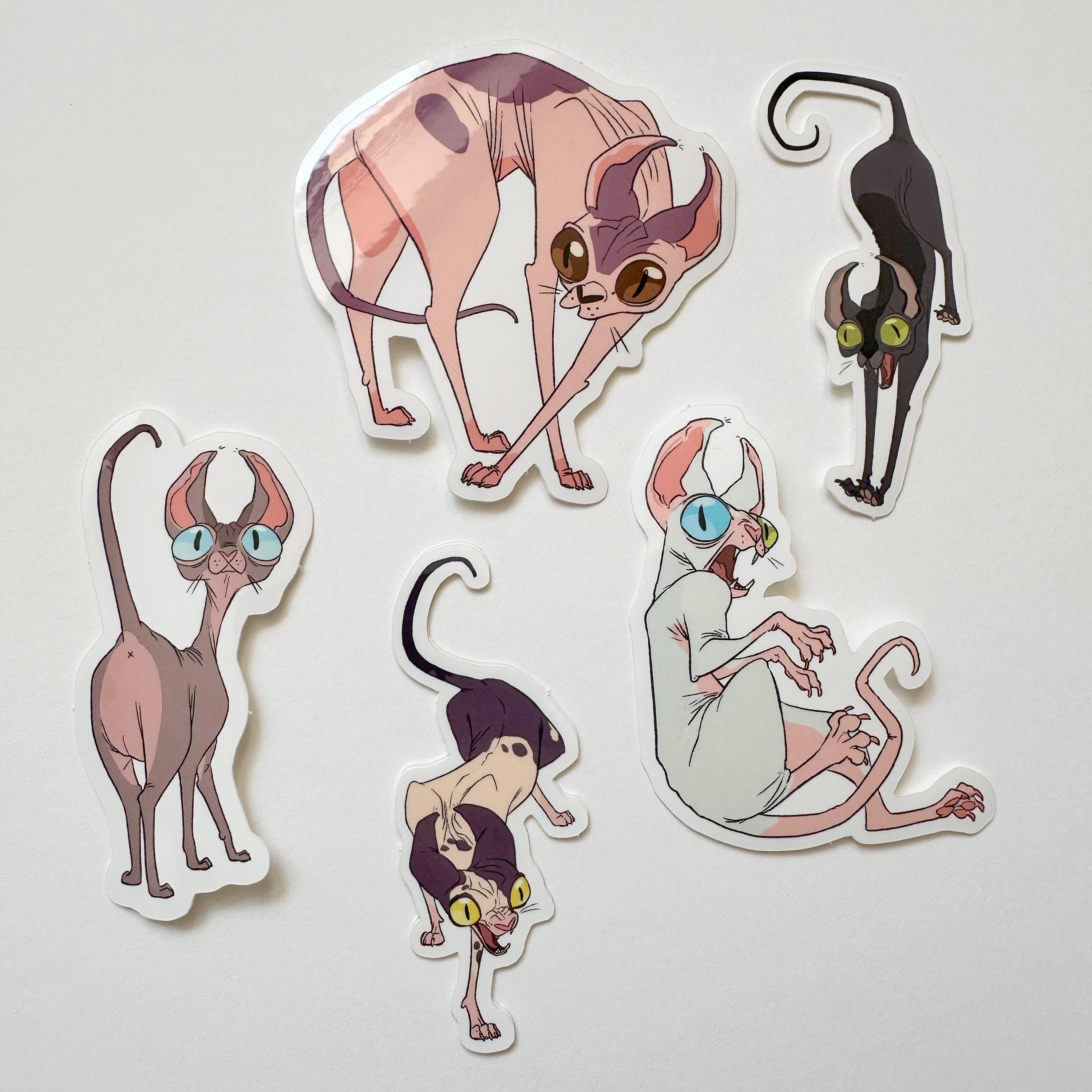 Sphynx Cat Sticker Set - 5 Stickers