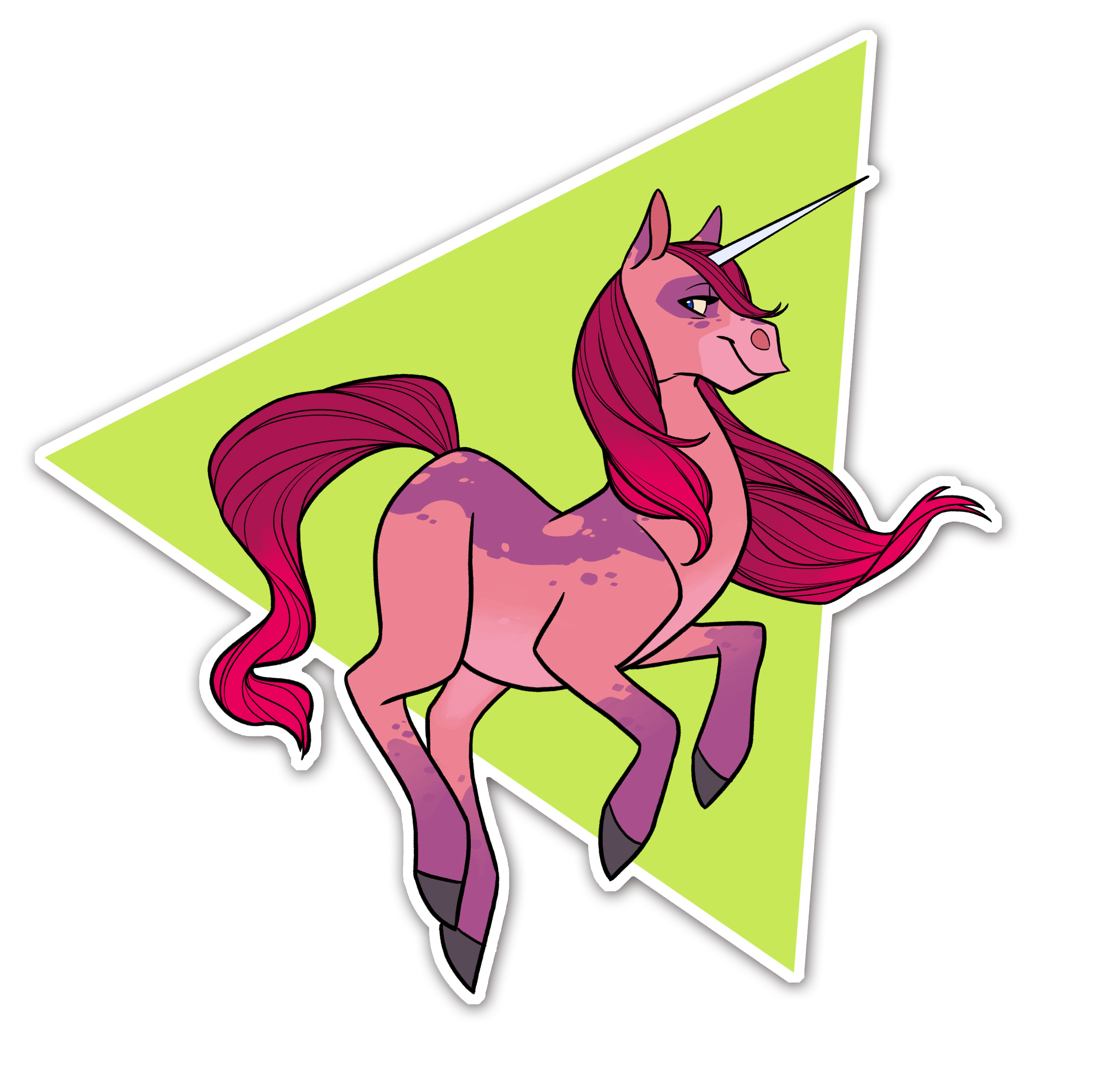 Pink and Green Unicorn Vinyl Sticker (4"x4")